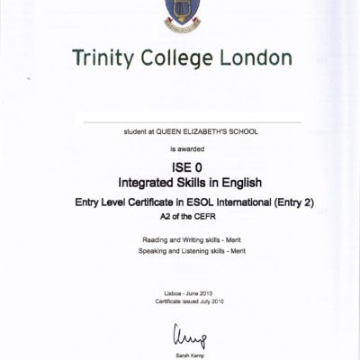 ISE 0 Diploma - Trinity College London