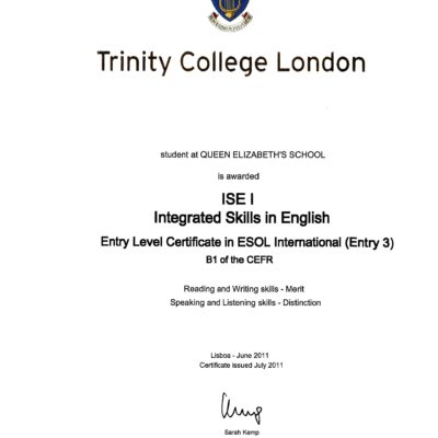 ISE I Diploma - Trinity College London