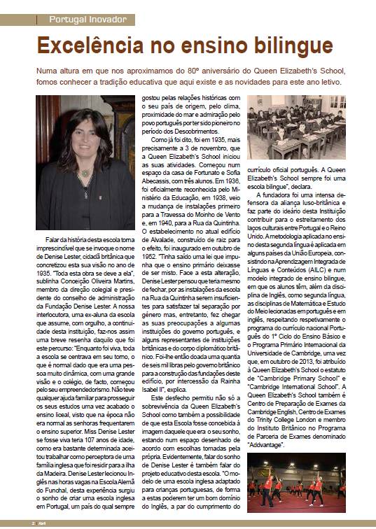 Artigo “Excelência no ensino bilingue”